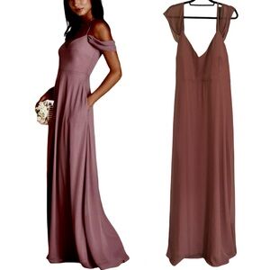 Birdy Grey Devin Mauve Elegant Dress with Detachable Drop-Shoulder Sleeves 3X